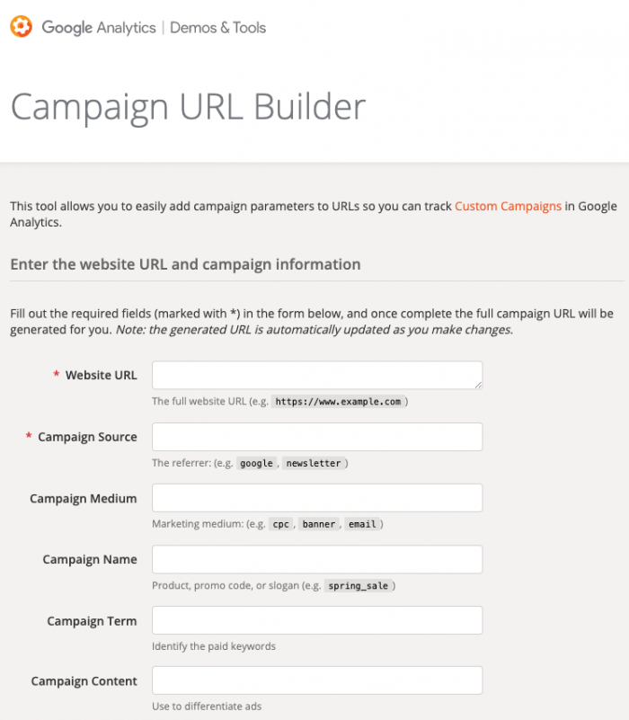 Plantilla de Google para hacer tracking de campañas